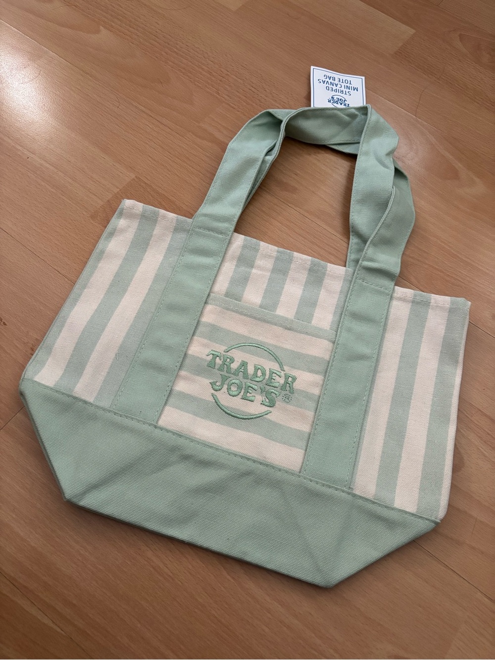 Trader Joe's Mint green Striped Mini Tote Bag